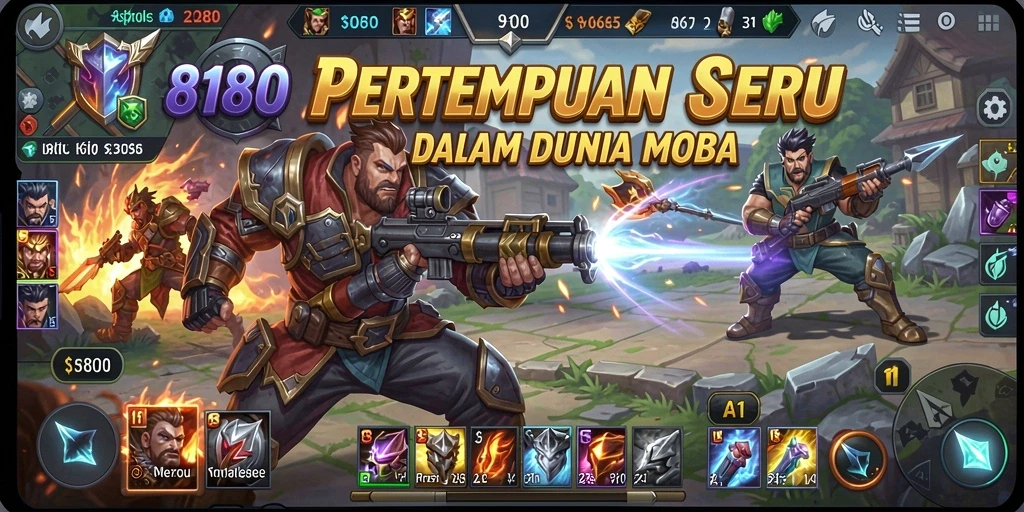 Tampilan seru dalam pertempuran di game MOBA 8180.