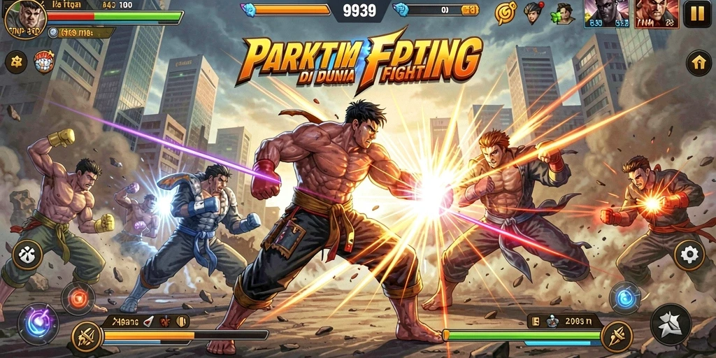 Tampilan gameplay 9939 dengan pertarungan seru dan karakter dinamis.