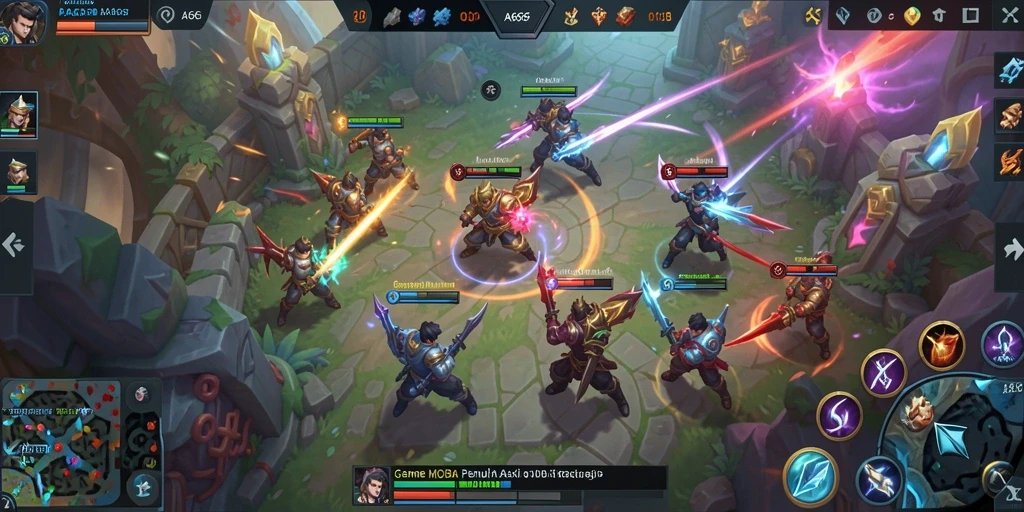 Screenshot gameplay menunjukkan aksi seru dalam pertarungan tim.