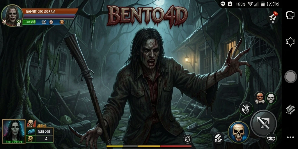 Tampilan gameplay BENTO4D menampilkan suasana seram dan menegangkan.