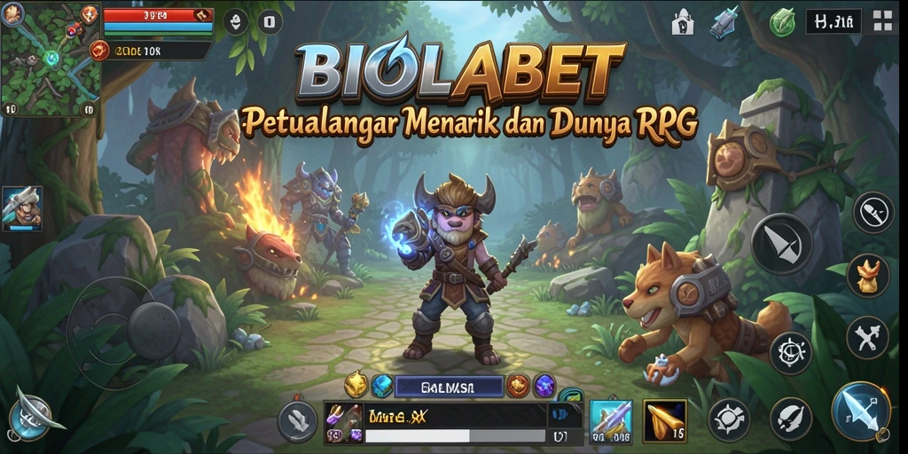 Tampilan menawan dari gameplay petualangan RPG di BIOLABET.
