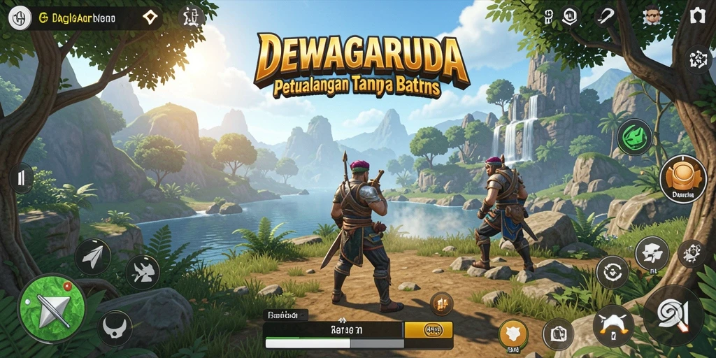Tampilan gameplay DEWAGARUDA yang menakjubkan di dunia terbuka.