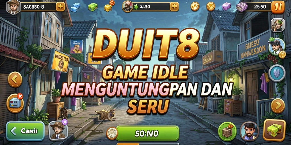 Tampilan menarik dari gameplay Idle DUIT8 yang menampilkan pengelolaan sumber daya.
