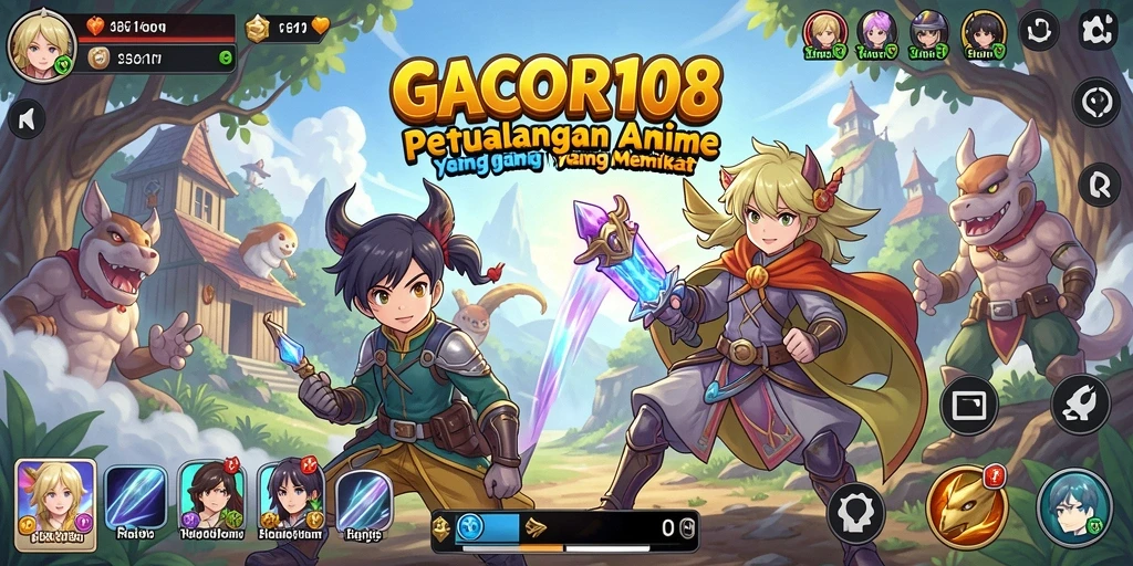 Tangkapan layar utama <strong>GACOR108</strong> menunjukkan aksi seru dalam gameplay anime yang dinamis.