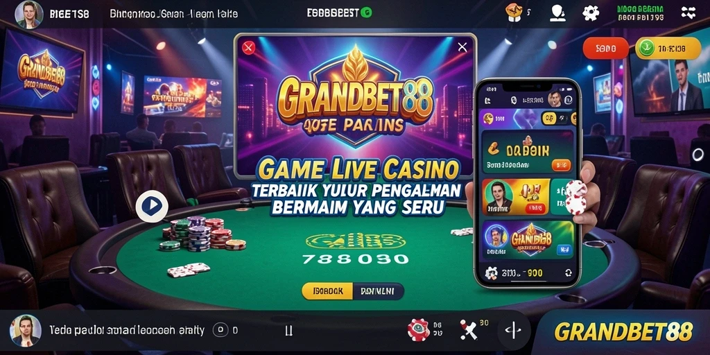 Tampilan gameplay seru di GRANDBET88 dengan dealer live yang interaktif.