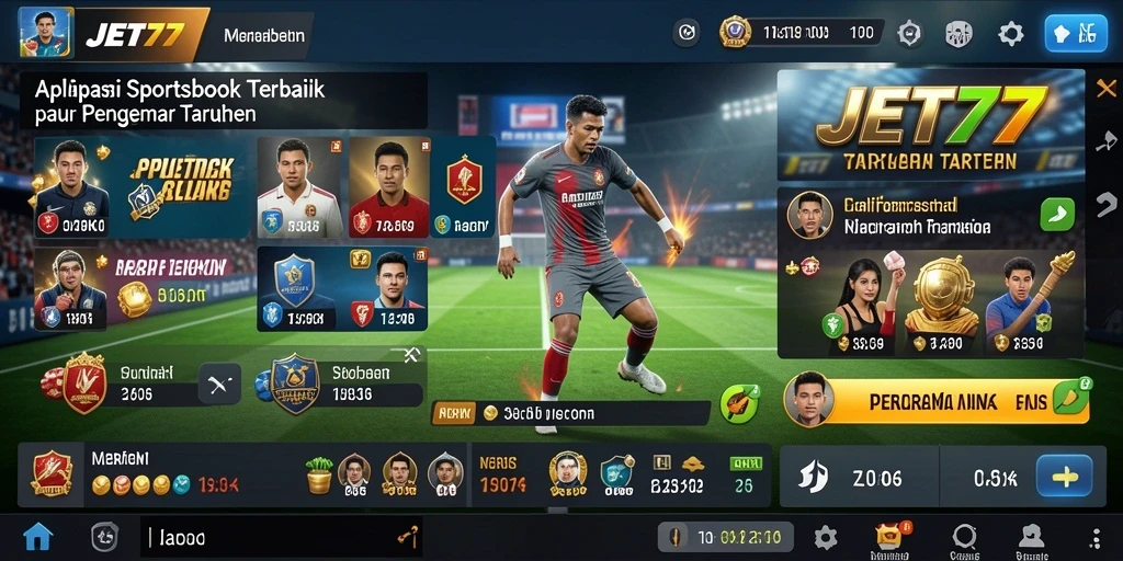 Tampilan dinamis dan informatif dari gameplay Sportsbook JET77.
