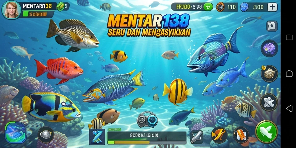 Screenshot MENTARI138 menampilkan aksi seru dalam menembak ikan.