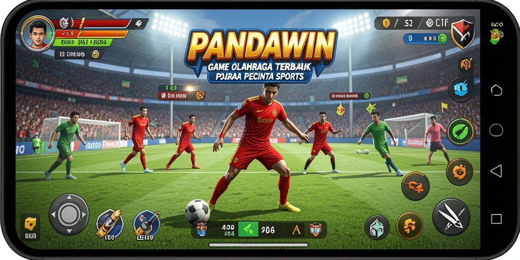 Tangkapan layar gameplay PANDAWIN memperlihatkan aksi seru olahraga.