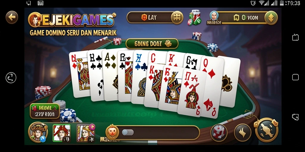 Tampilan gameplay seru dalam REJEKIGAMES saat bermain Domino.