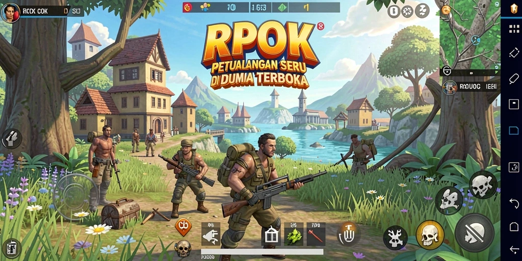 Tangkapan layar bermain RPOK yang menampilkan eksplorasi dunia terbuka.
