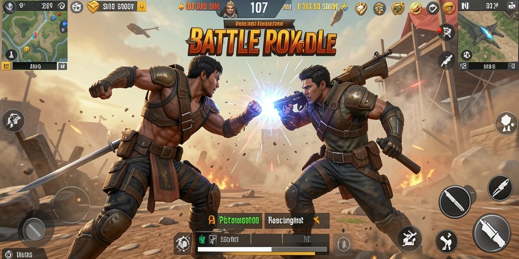 Gameplay menegangkan dalam SD107 Battle Royale saat pemain bertarung di arena.