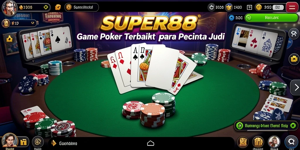 Screenshot SUPER88 menampilkan gameplay Poker yang mendebarkan.