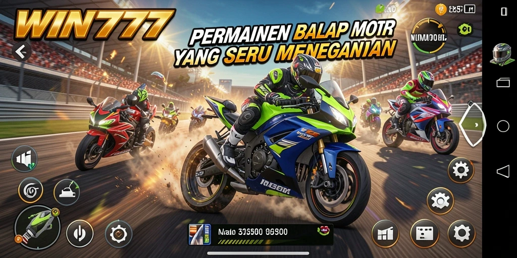Tampilan screenshot WIN777 yang menampilkan aksi balap motor yang cepat dan menegangkan.
